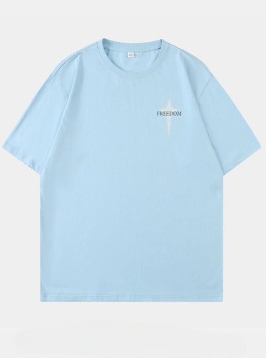 Unisex-T-Shirt mit Retro-Muster und kurzen Ärmeln