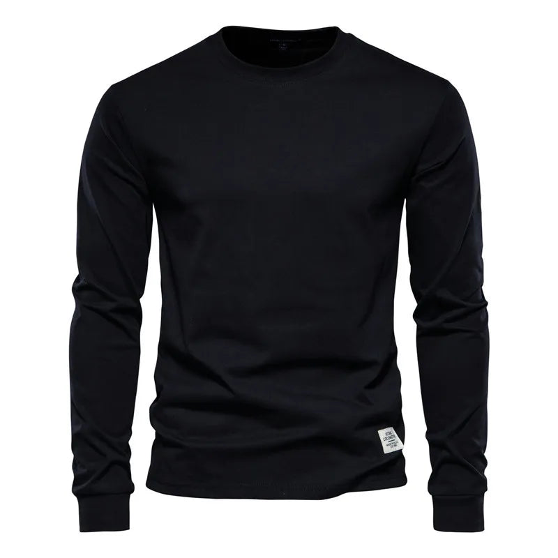 Zayd - Hellgraues Herren-T-Shirt aus Baumwolle mit langen Ärmeln