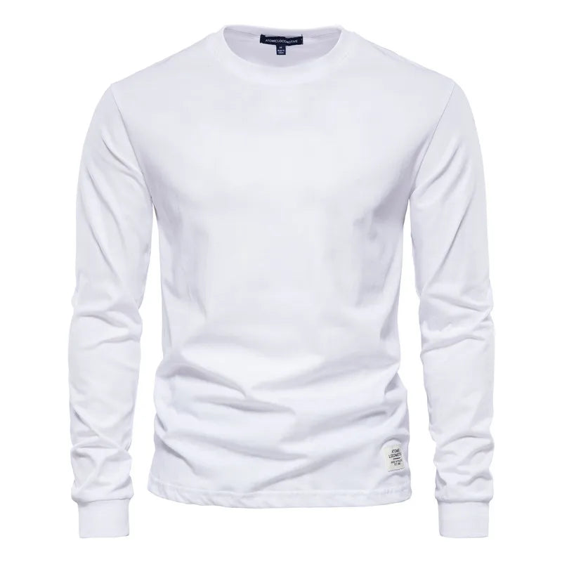Zayd - Hellgraues Herren-T-Shirt aus Baumwolle mit langen Ärmeln