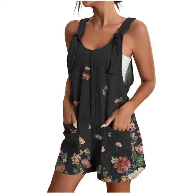 Daiana - Grauer Sommerlicher Kurzer Jumpsuit