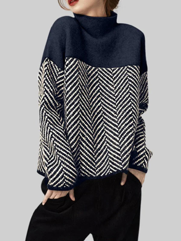 Nora | Damen Mesh-Bluse mit Kontrast und hohem Kragen
