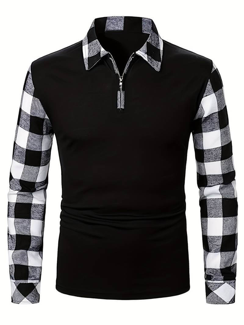 Langärmliges Flanell-Poloshirt mit Karomuster
