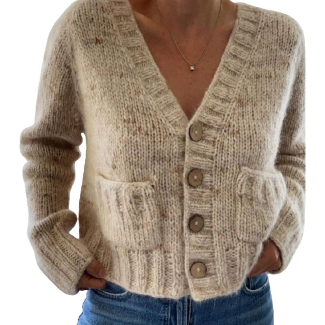 Roswitha | Damen Knopf Daunen Strickjacke | Warme