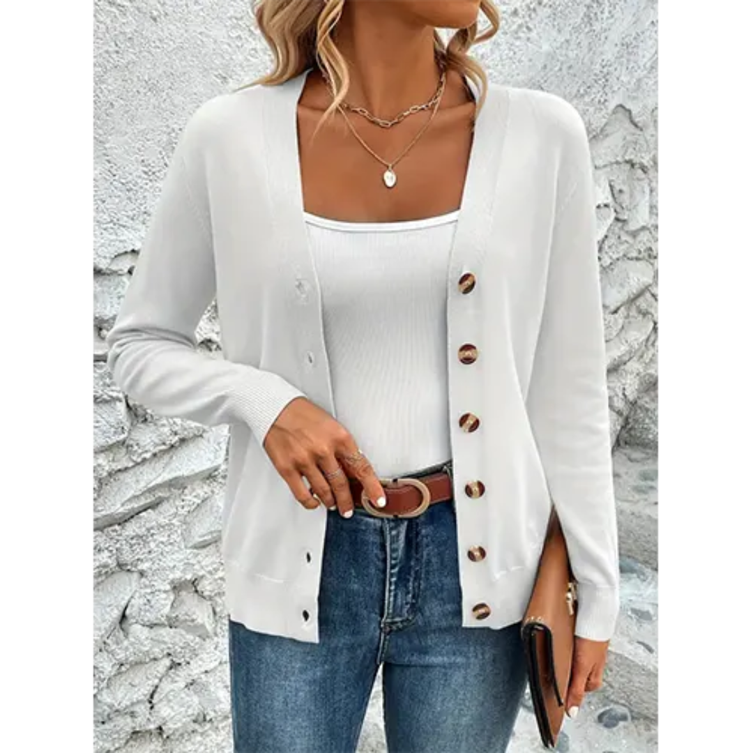 Payton | Damen Knopf Daunen Strickjacke | Langarm