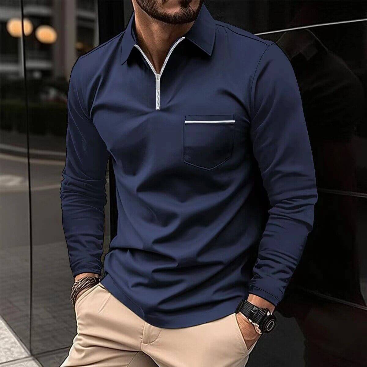 Langärmliges Herren-Poloshirt - Komfort & Stil