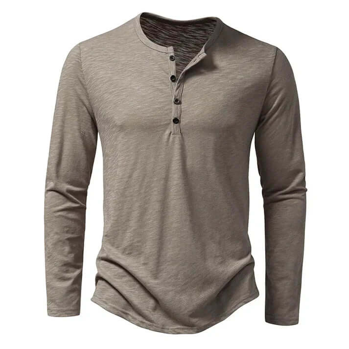 Herren Henley Langarm Shirt - Baumwolle