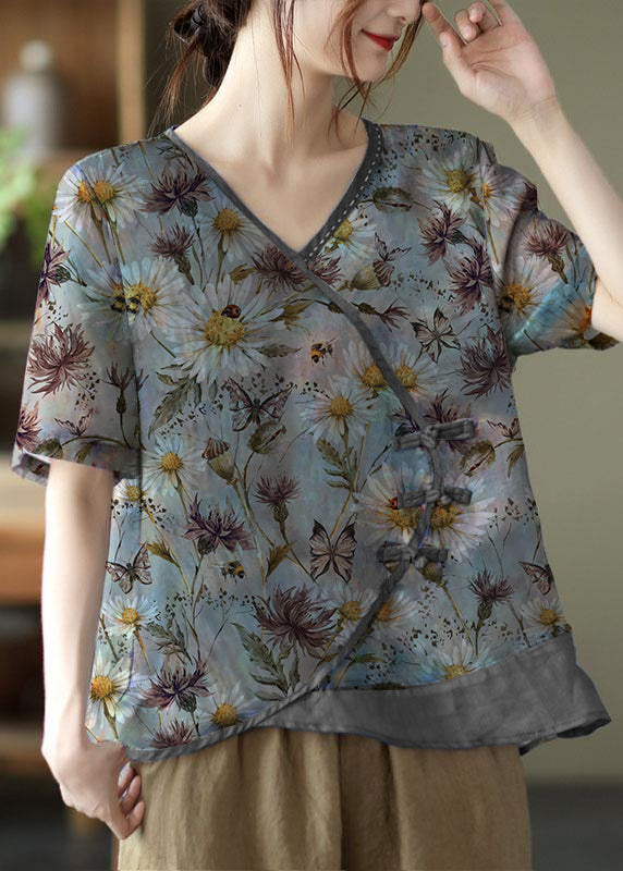 Sorrel | Simple Print Ramie Oriental Sommer Tops