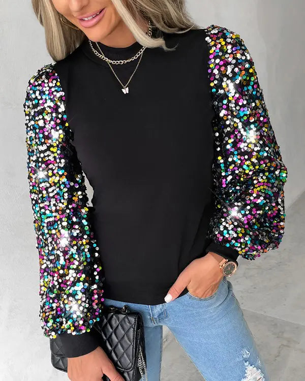 Modische Damenbluse mit Buntem Ballonärmel - Lorena
