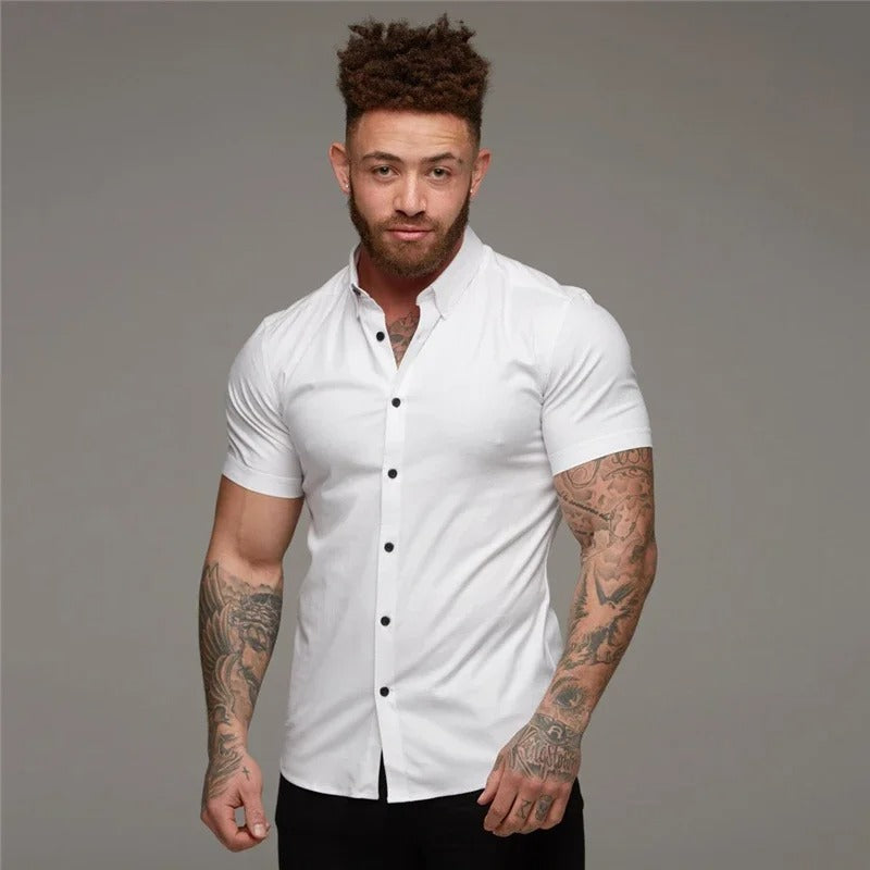 Herren Kurzarm Sommerhemd Bequem Elegant Passform – Johnvaro