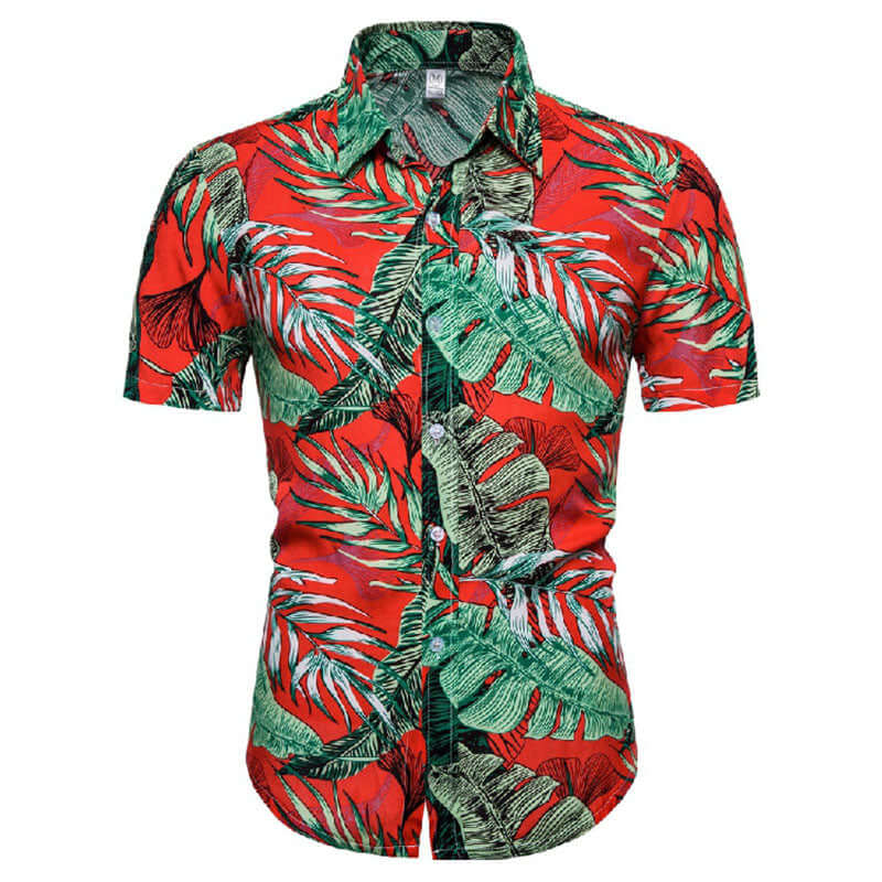 Blumenmuster Kurzarmhemd Herren - Sommerhemd
