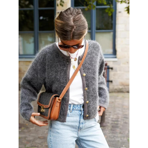 Mileya | Damen Knopf Daunen Strickjacke | Warme