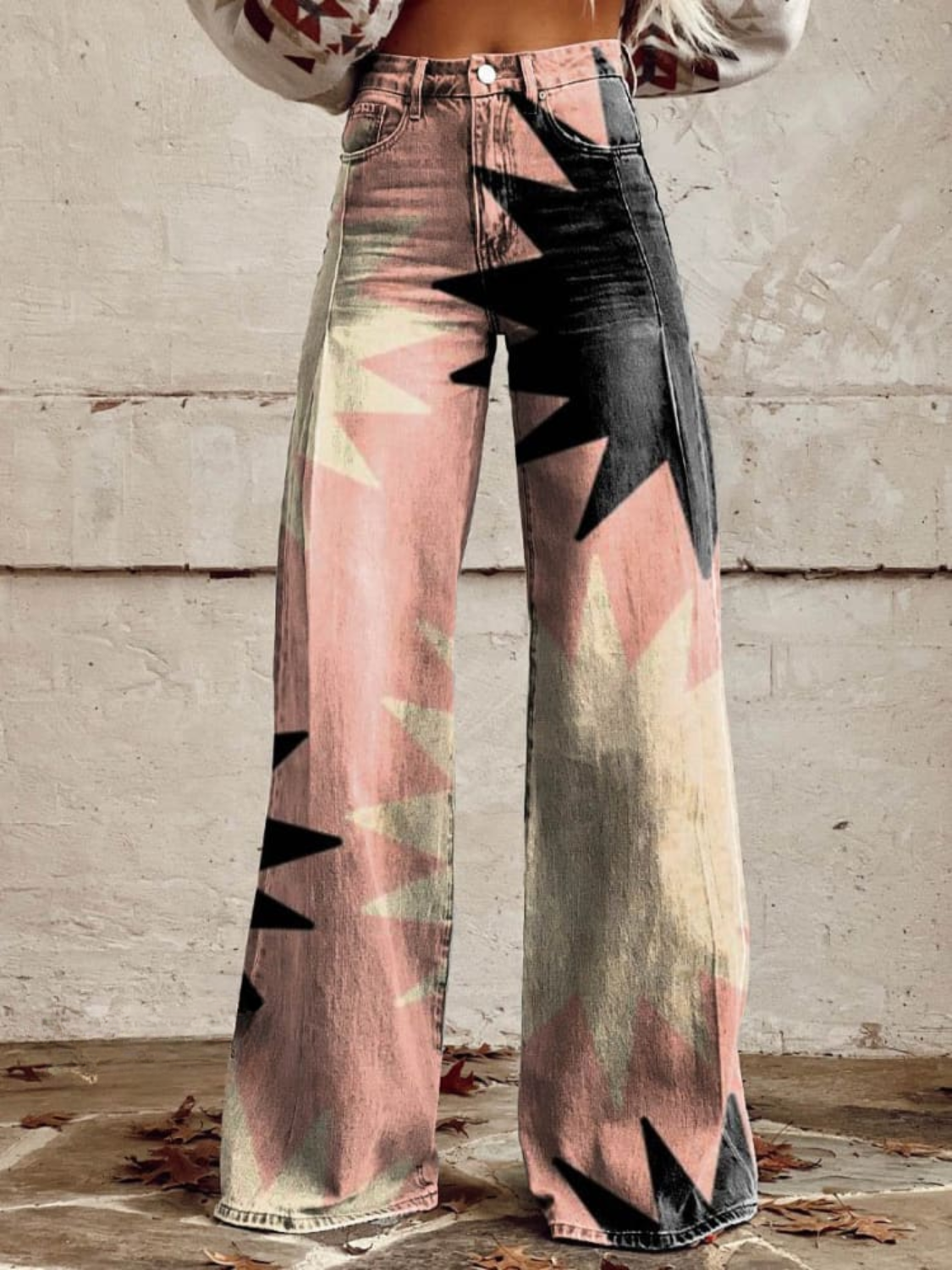 Abstrakte Hose mit weitem Bein und Starburst-Muster