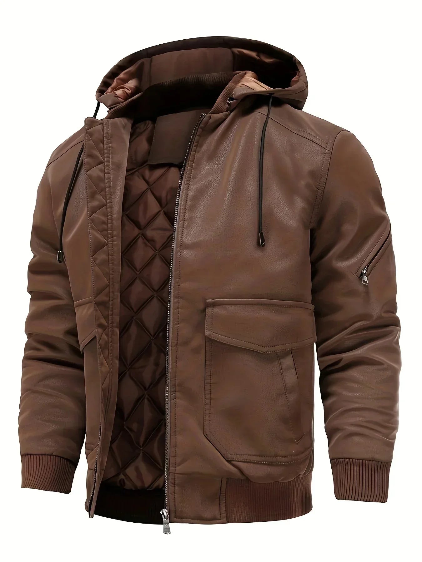 Herren PU-Lederjacke mit Kapuze und Wetterschutz – Kilian