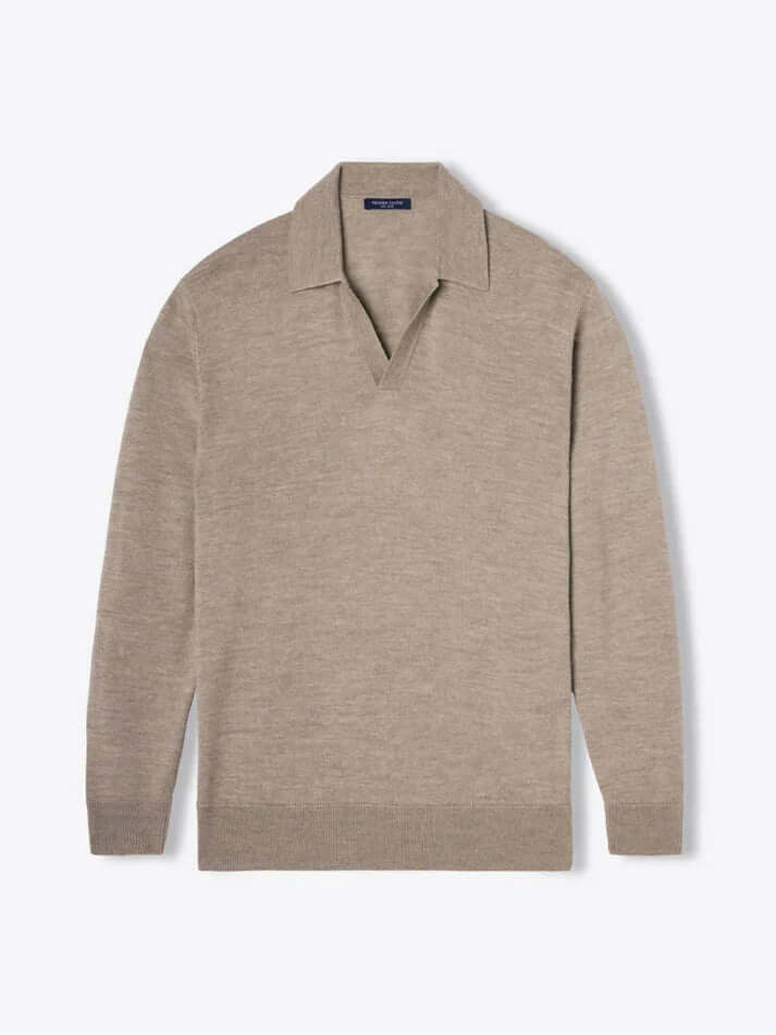 Herren Langarm Poloshirt V-Ausschnitt