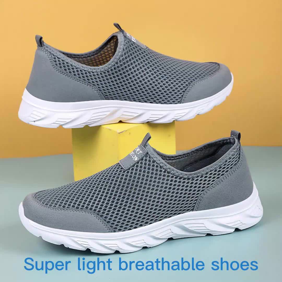 Hellgraue atmungsaktive Mesh-Schuhe - Tom