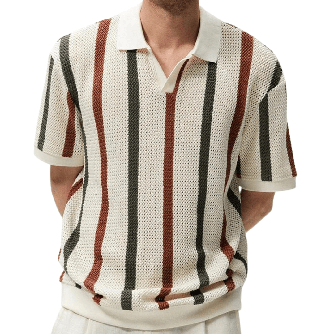 Gestreiftes Herren-Strickpoloshirt - Komfort & Stil