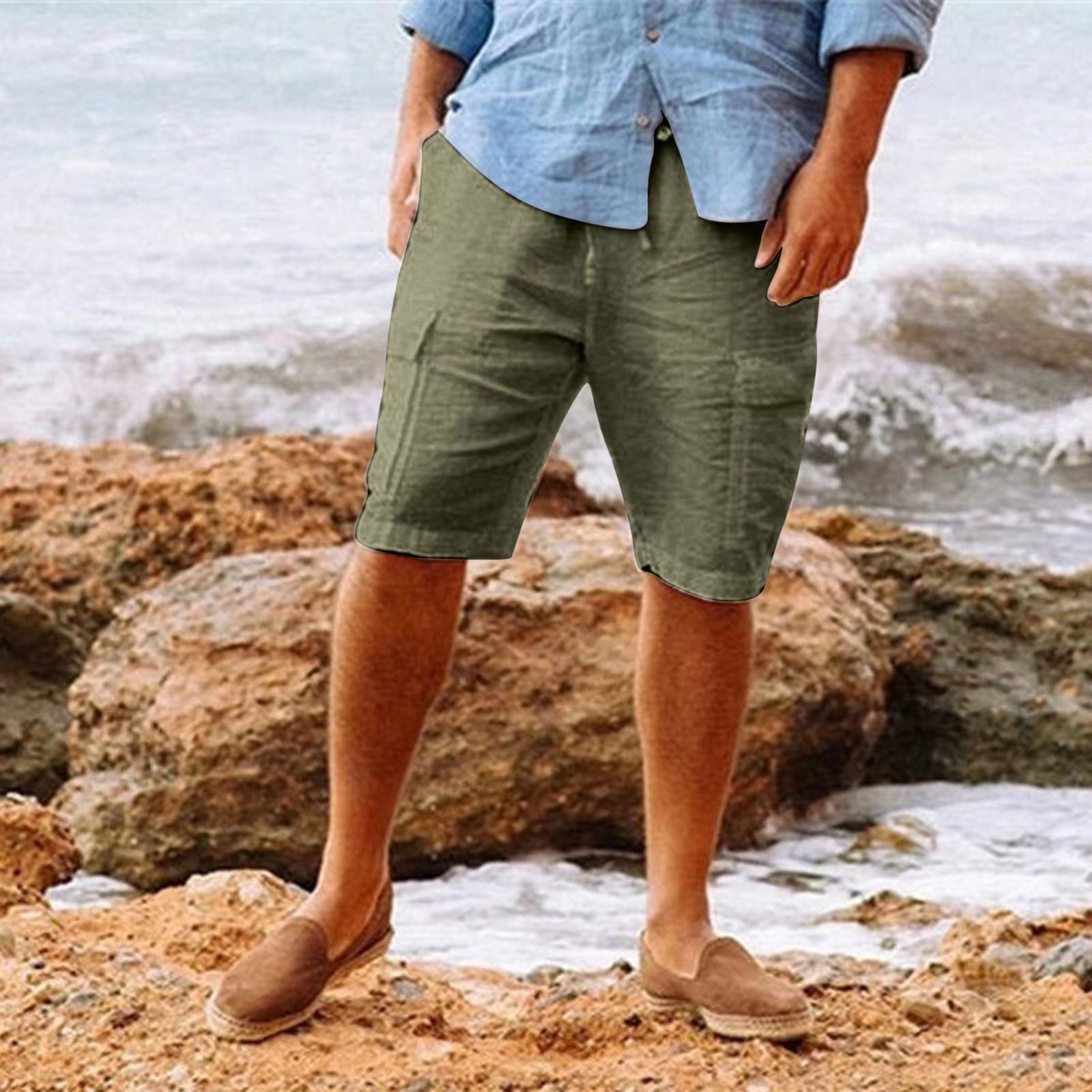 Weiße Leinen Sommer Shorts Herren Atmungsaktiv – Jonas