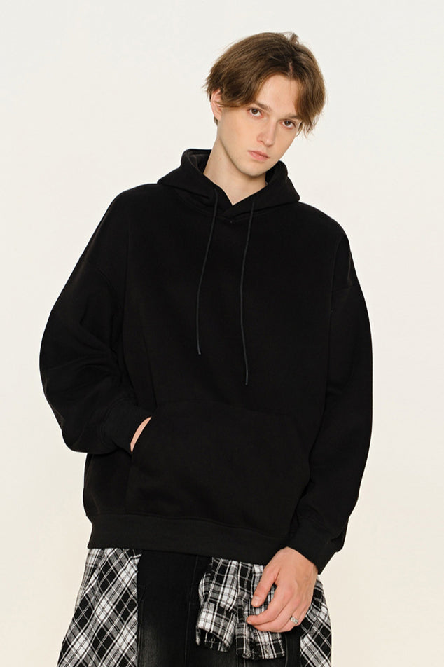 Winter-Sweatshirt mit Kapuze in Volltonfarbe