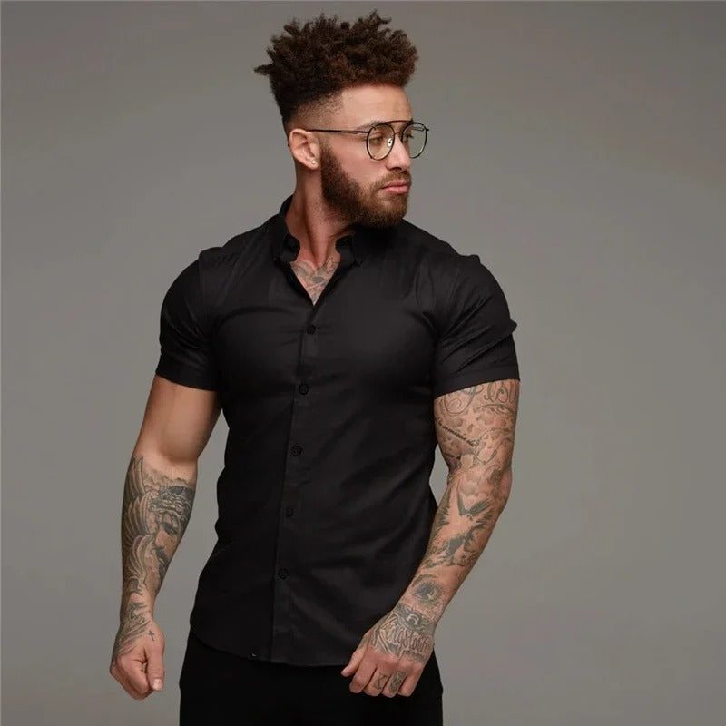 Herren Kurzarm Sommerhemd Bequem Elegant Passform – Johnvaro