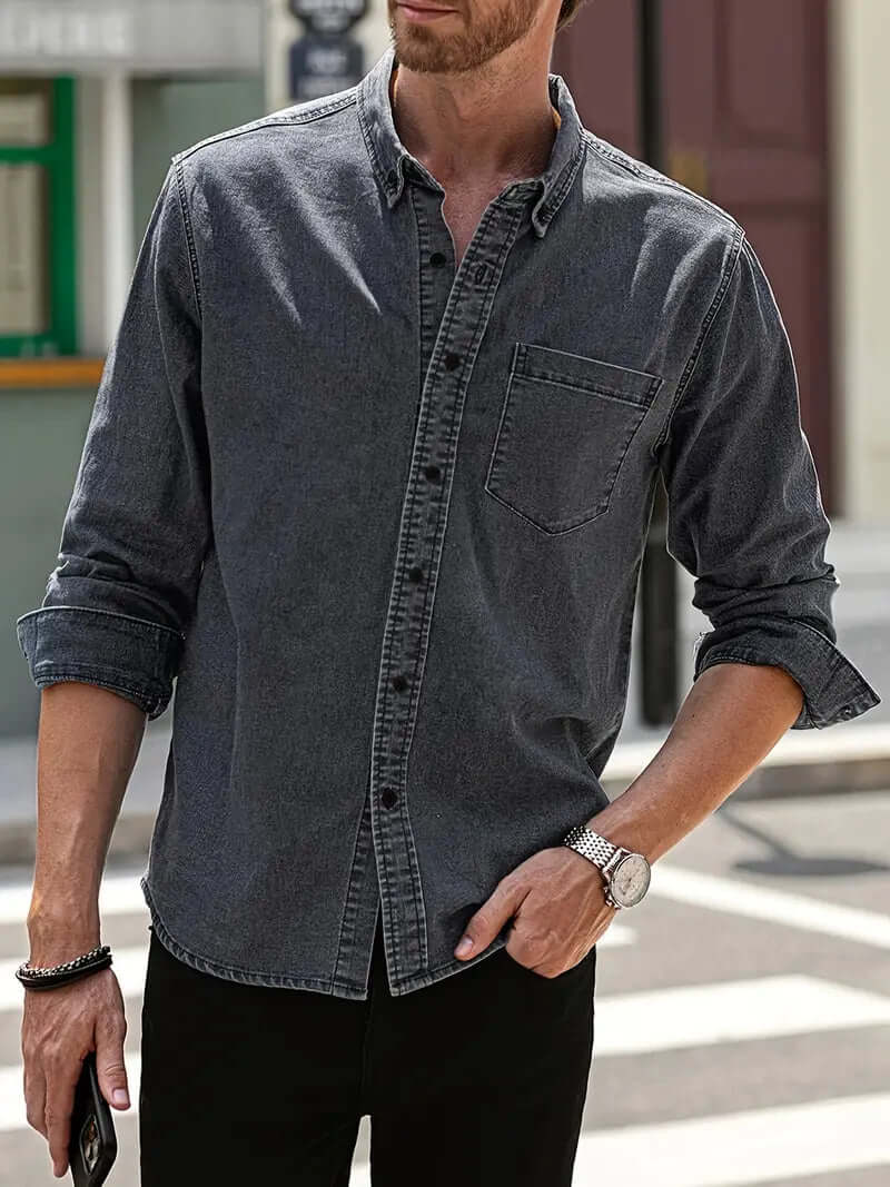 Gestreiftes Denim Hemd Regular Fit