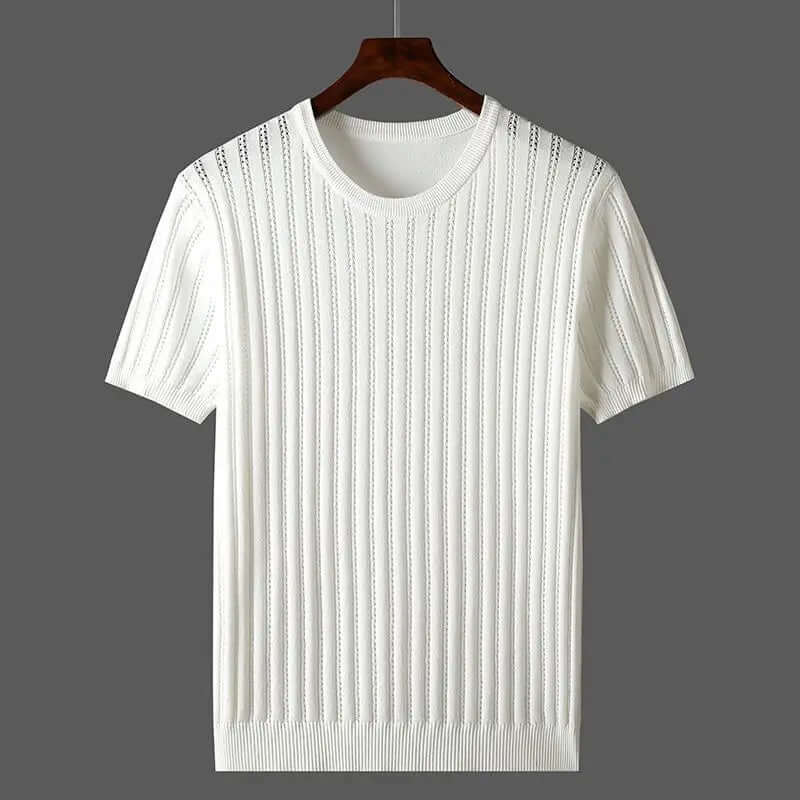 Herren Baumwoll-Strick-T-Shirt Kurzarm