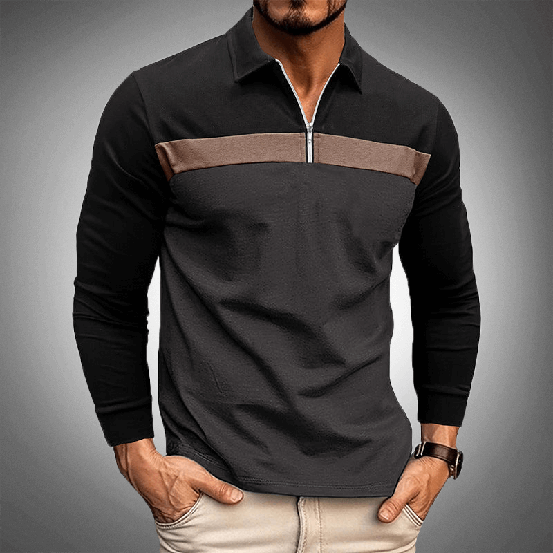 Herren Poloshirt Kieran - Gestreift, Langarm