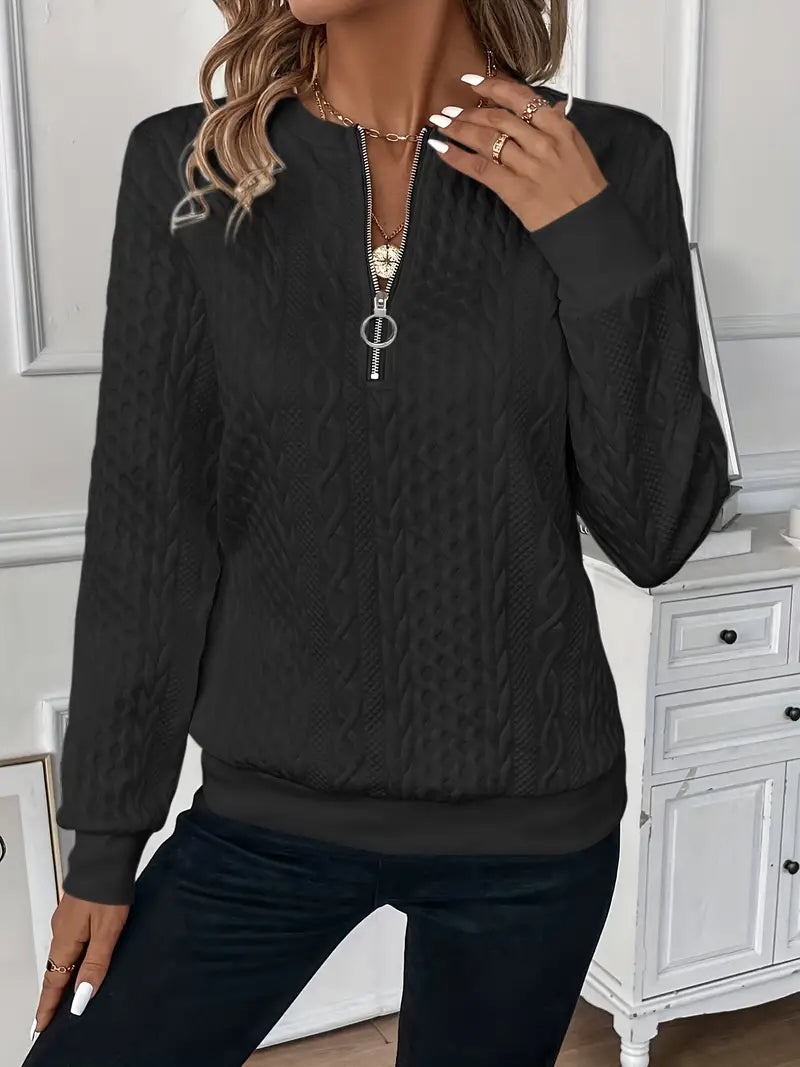 Stilvoller klassischem Zip-Up Pullover für Frauen