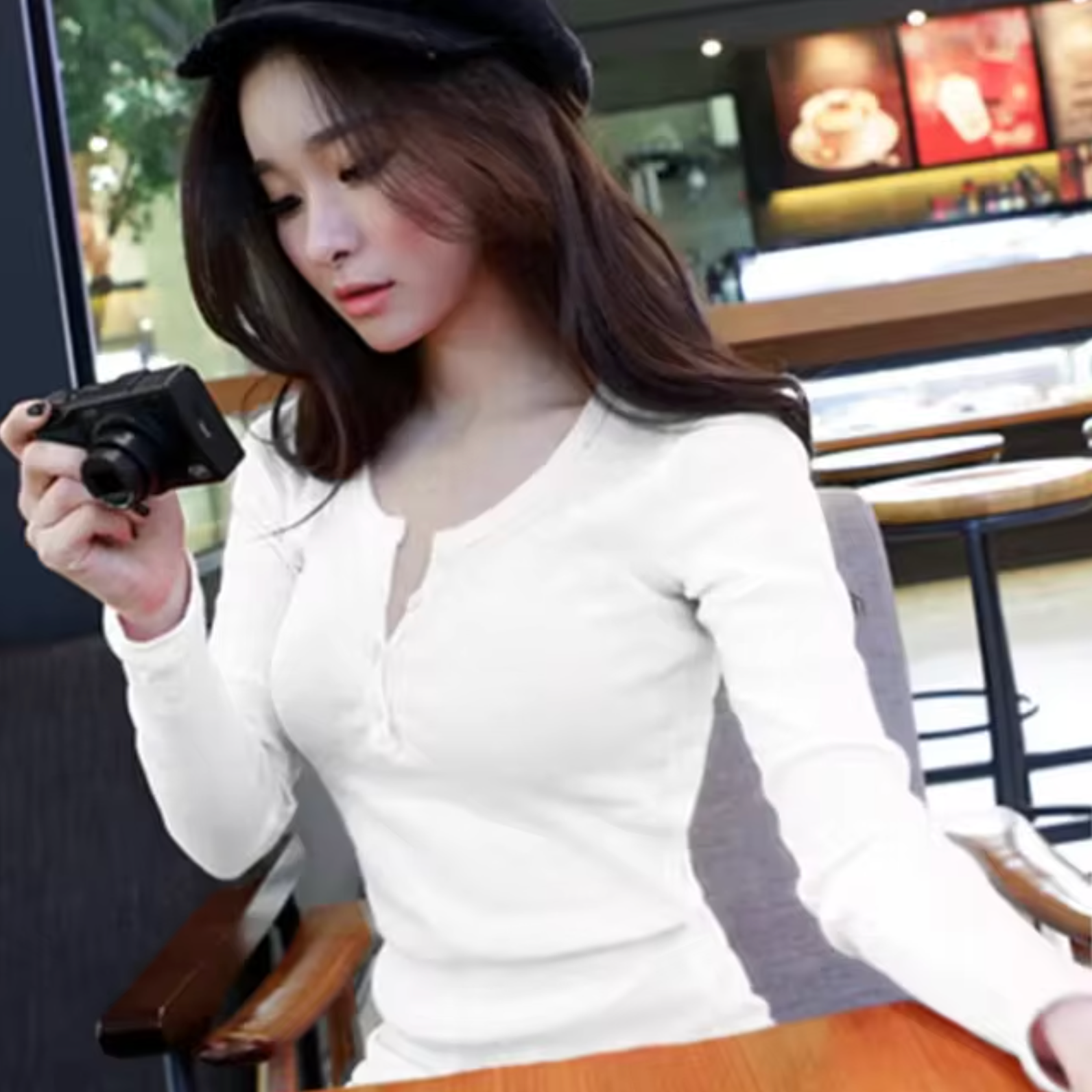 Langarm-Shirt Aus Baumwollstrick Für Frauen