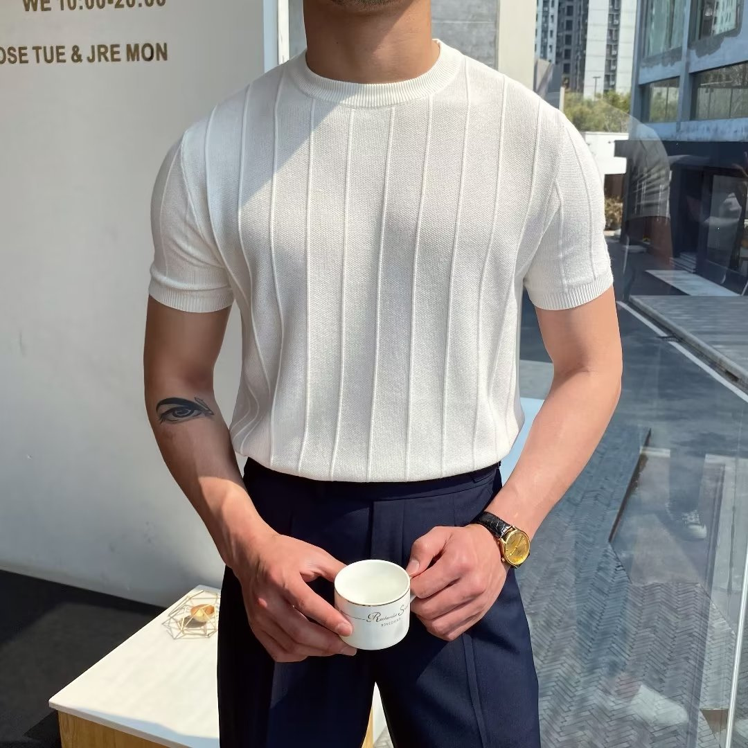 Lässiges geripptes T-Shirt für jeden Anlass – Falko