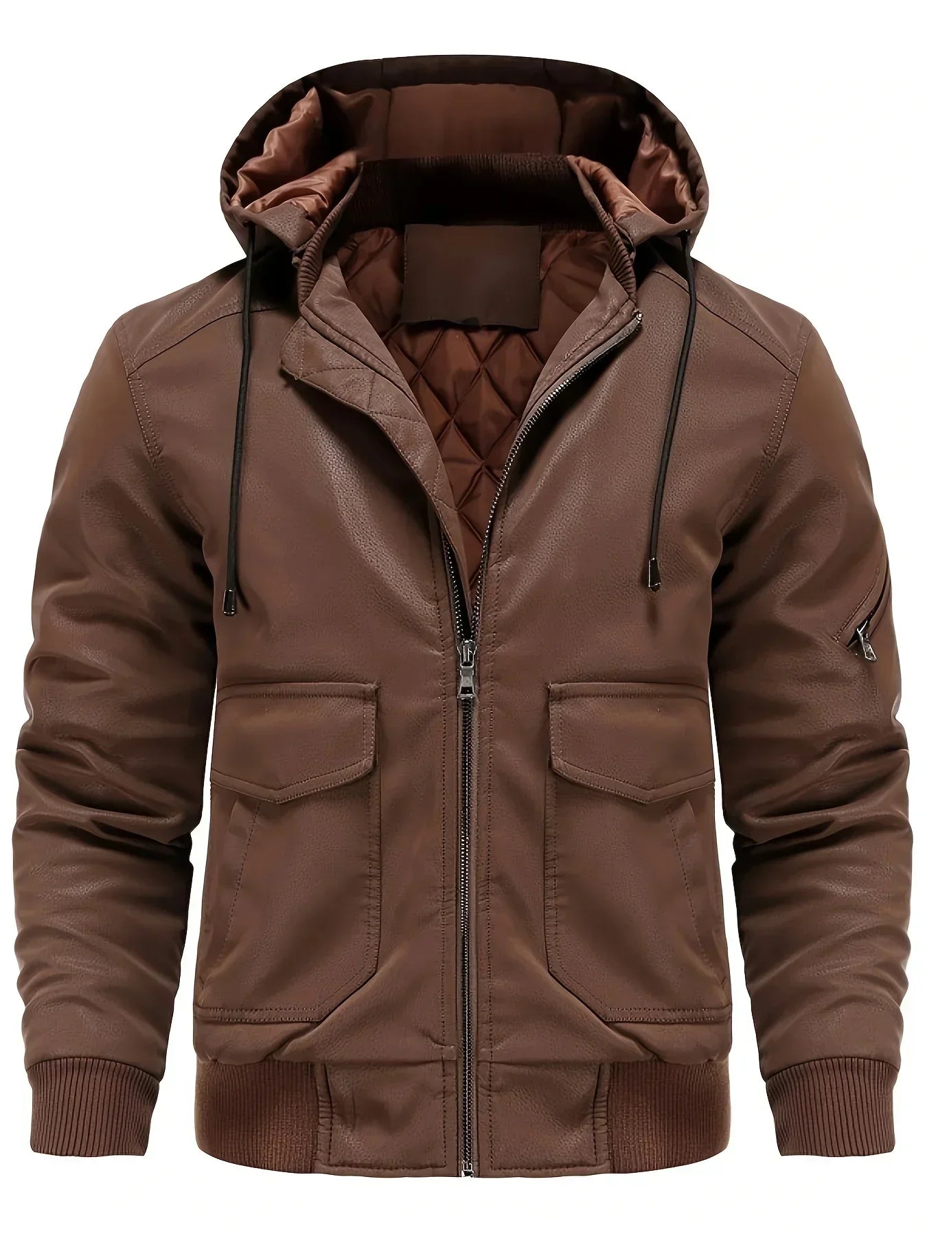 Herren PU-Lederjacke mit Kapuze und Wetterschutz – Kilian