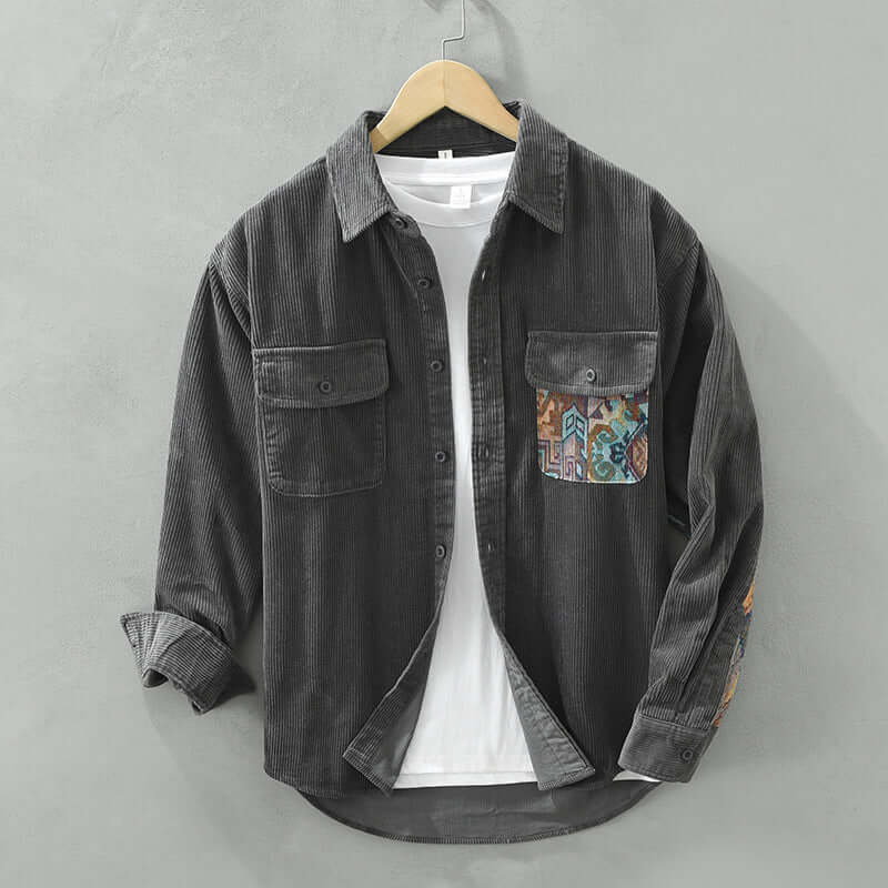 Vintage Herren Langarmhemd Baumwolle