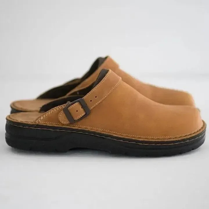 Beige Orthopädische Lederpantoffeln - Claude