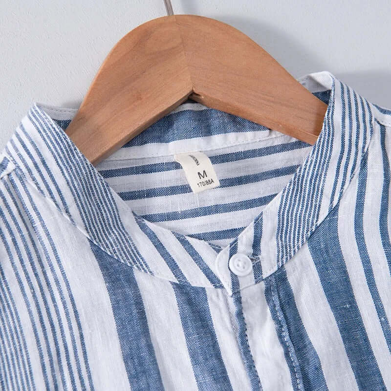Leinen Herrenhemd Rosa Blau Regular Fit
