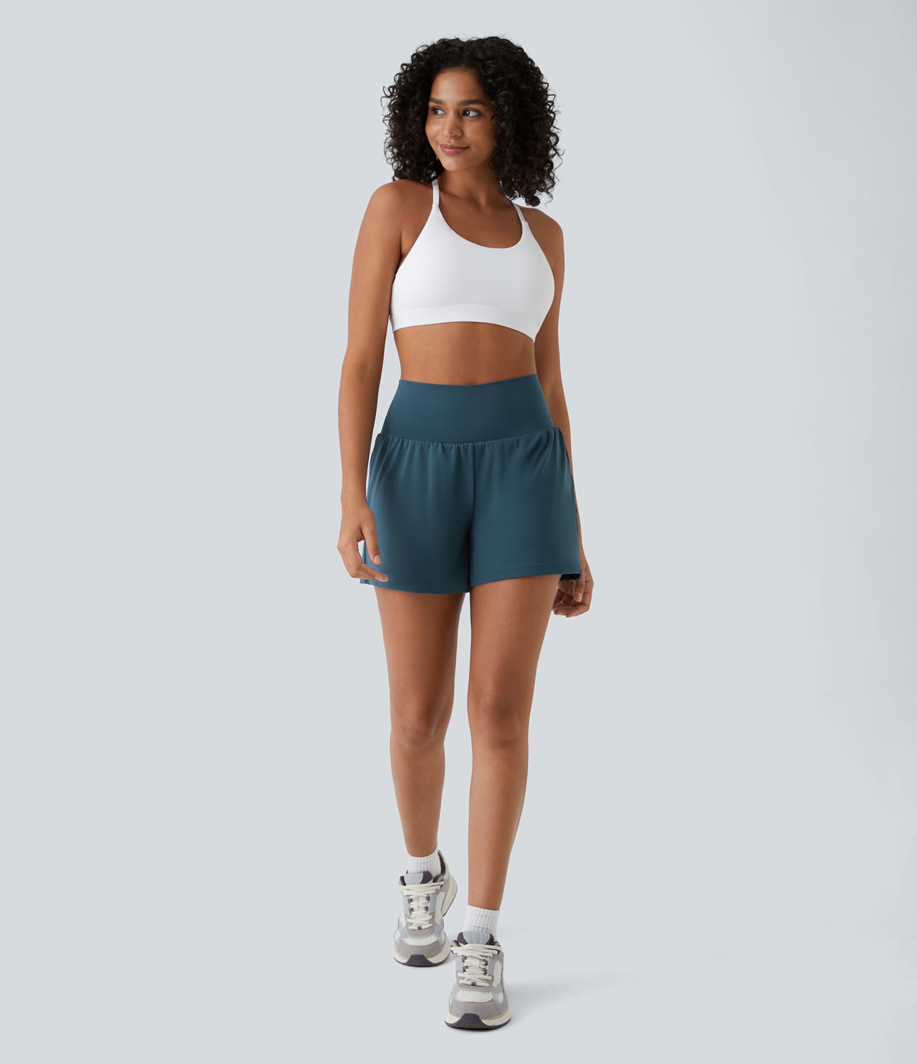 Ansley™ | 2-in-1-Yoga-Shorts mit hohem Bund, Gesäßtasche und Seitentasche