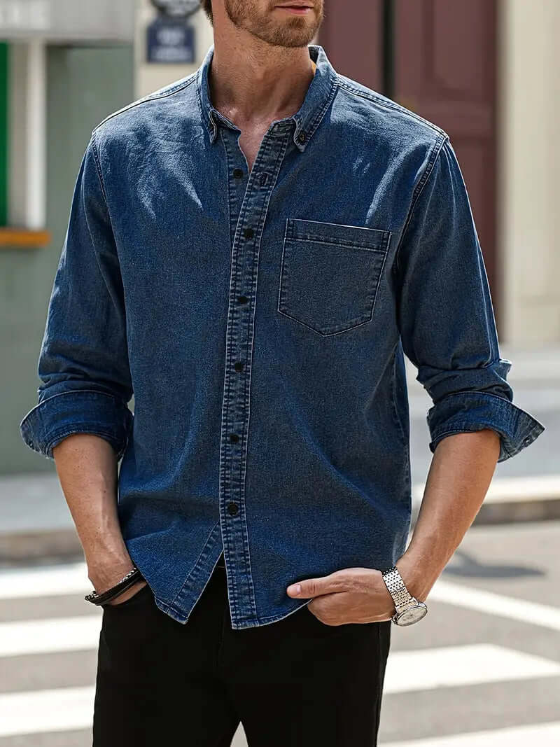 Gestreiftes Denim Hemd Regular Fit