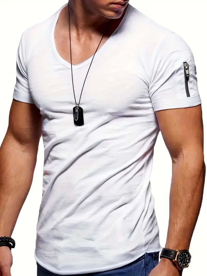 Locker sitzendes Herren-T-Shirt mit V-Ausschnitt