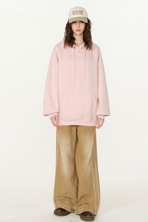 Winter-Sweatshirt mit Kapuze in Volltonfarbe