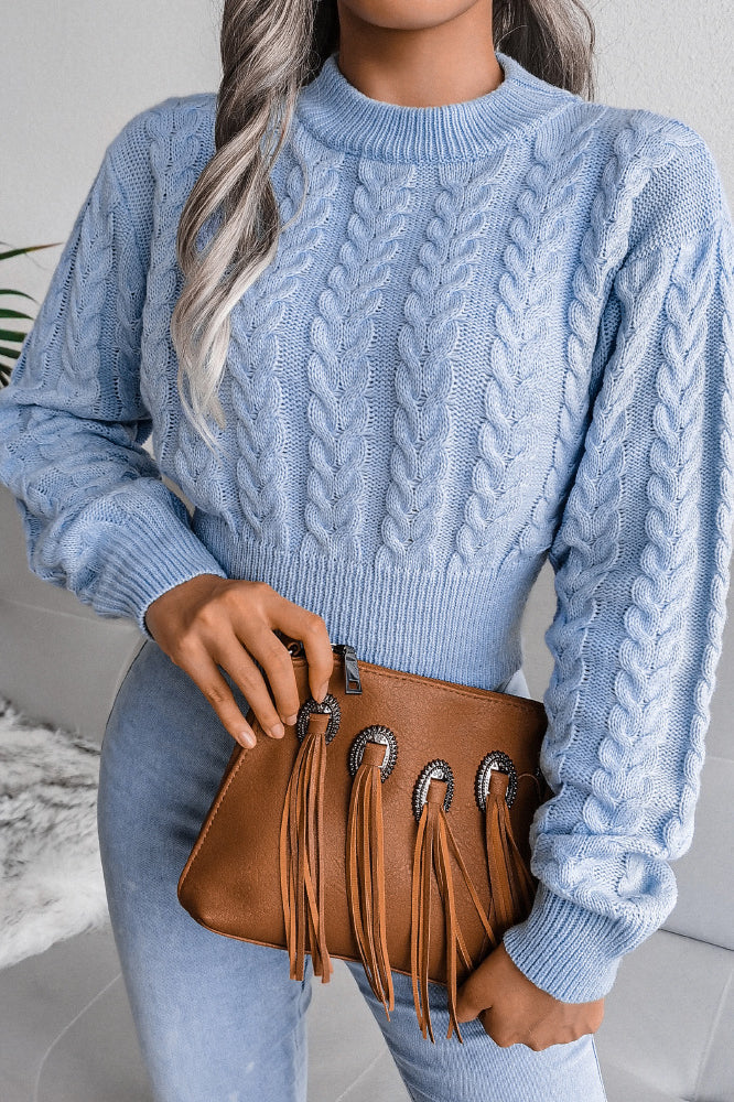 Pullover mit Zopfmuster in zarten Pastellfarben
