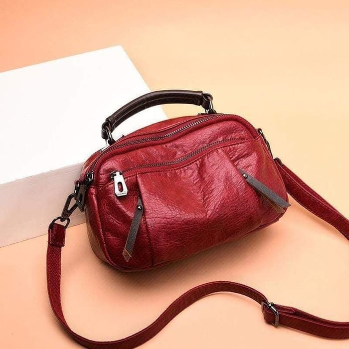Handgefertigte Tasche aus Weichem Leder mit Mehreren Taschen