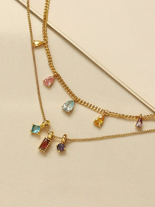 18K vergoldete Halskette mit Zirkonia