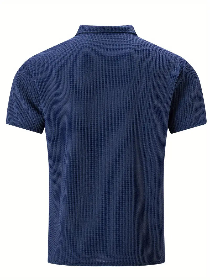 Herren Polo Shirt Sommer Waffelstrick Atmungsaktiv – Lureno