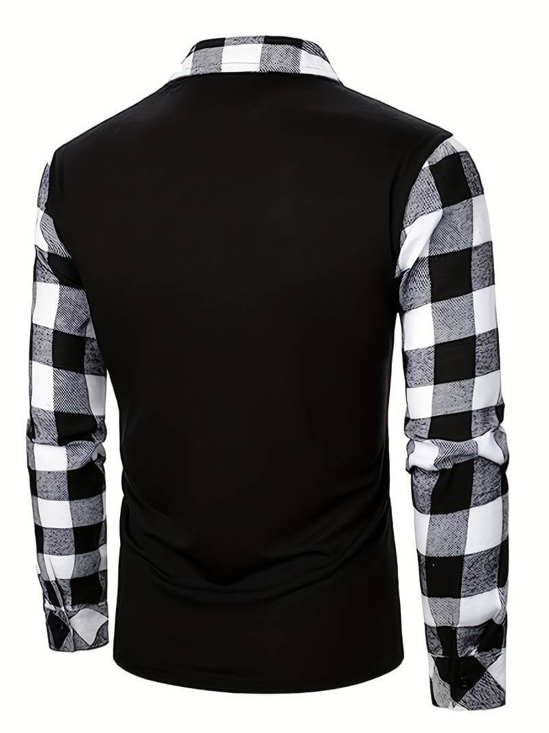 Langärmliges Flanell-Poloshirt mit Karomuster