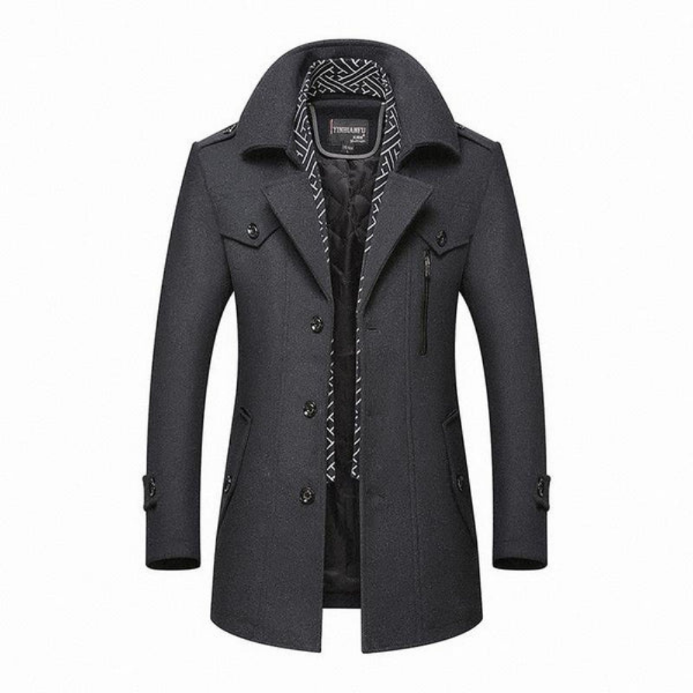 Herren Wintermantel mit Reißverschlusskragen und Slim Fit – Dan