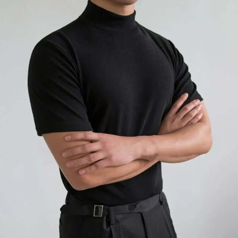 Herren Basic T-Shirt mit hohem Kragen