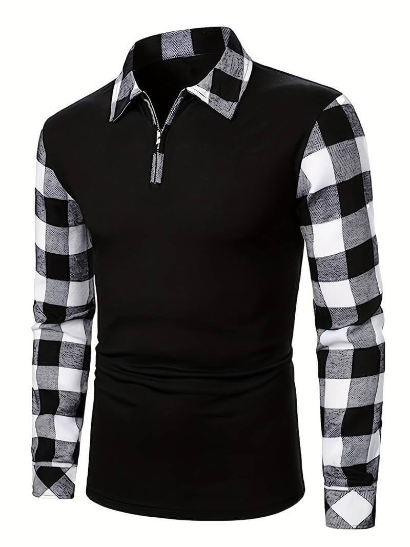 Langärmliges Flanell-Poloshirt mit Karomuster