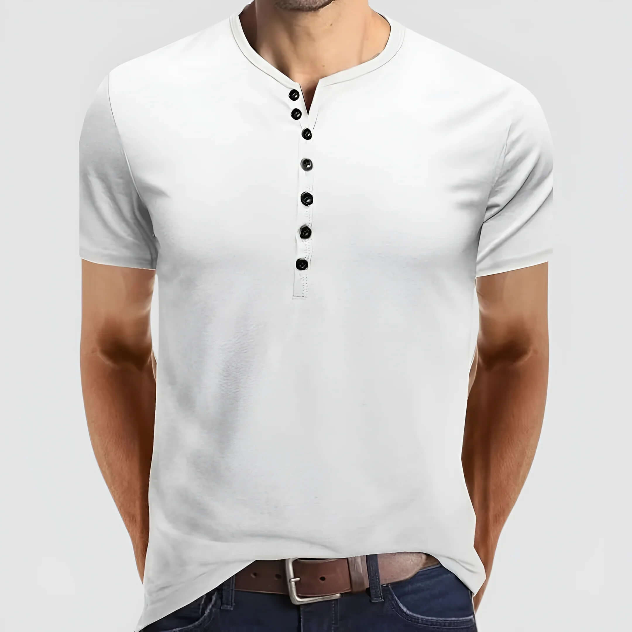 Kurzärmliges Henley-Shirt für Herren