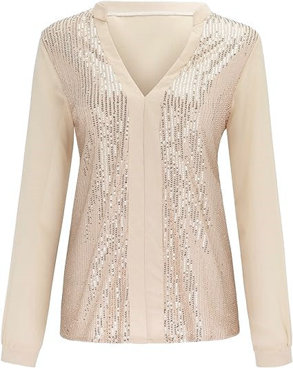 Elegante Plus-Size-Bluse mit V-Ausschnitt – Monika
