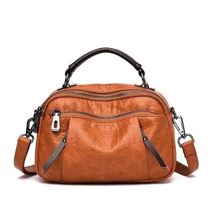 Handgefertigte Tasche aus Weichem Leder mit Mehreren Taschen