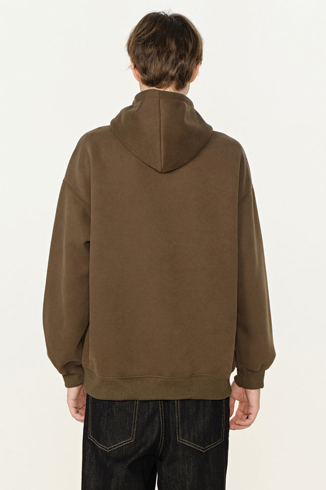 Winter-Sweatshirt mit Kapuze in Volltonfarbe