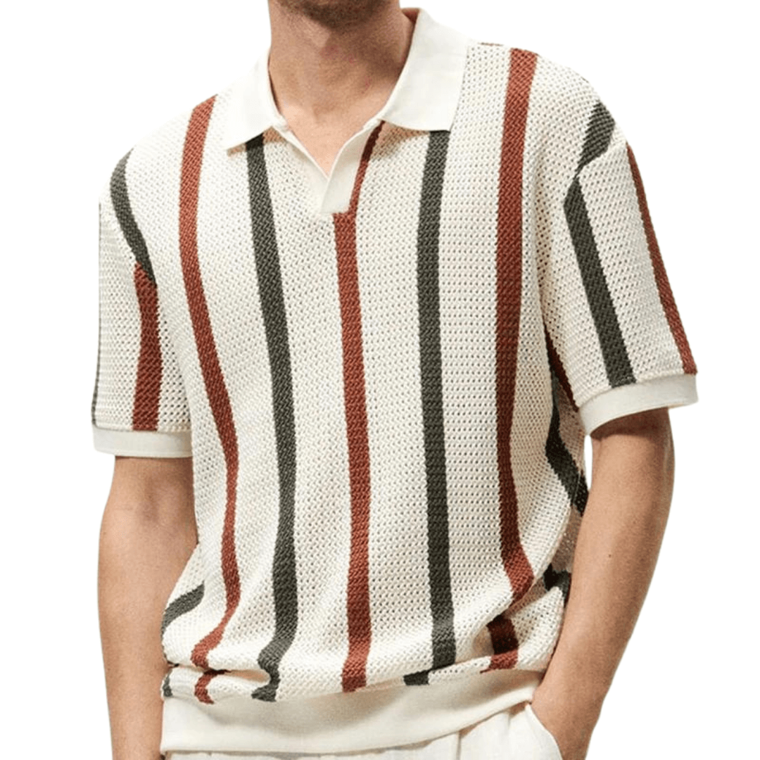 Gestreiftes Herren-Strickpoloshirt - Komfort & Stil